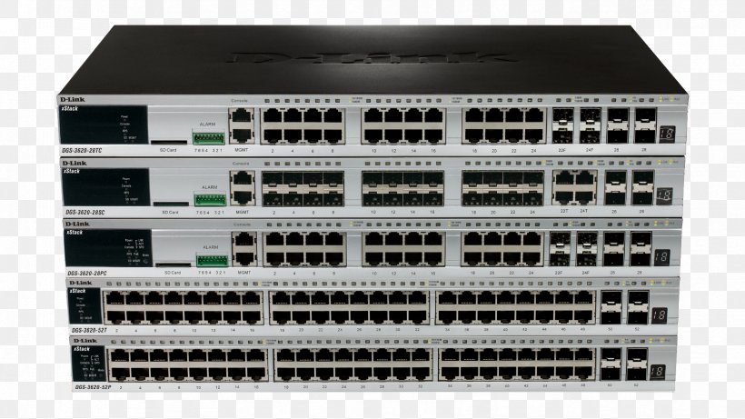 Network Switch D-Link Small Form-factor Pluggable Transceiver Port Stackable Switch, PNG, 1664x936px, 10 Gigabit Ethernet, Network Switch, Computer Component, Computer Network, Disk Array Download Free