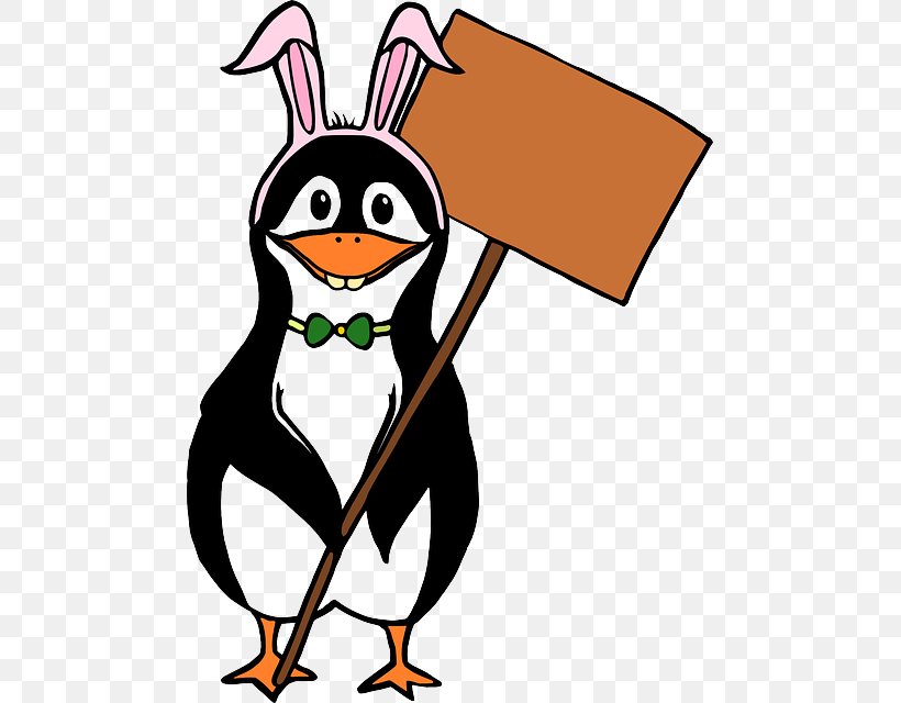 Penguin Easter Bunny Rabbit Wedding Invitation, PNG, 479x640px, Penguin, Artwork, Beak, Bird, Clothing Download Free