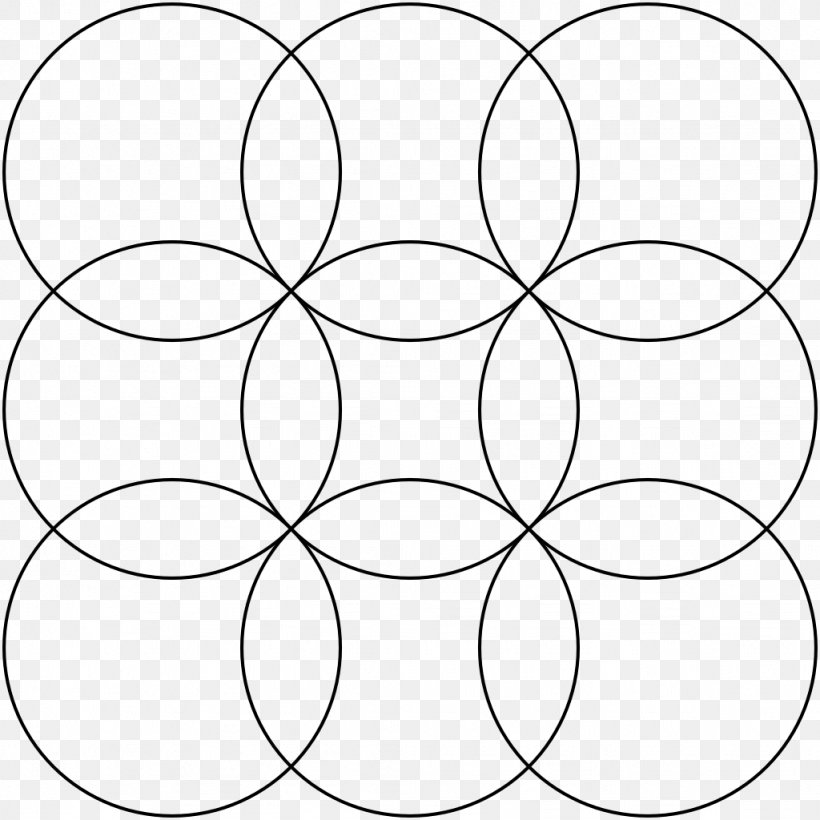 Overlapping Circles Grid Diagram, PNG, 1024x1024px, Overlapping Circles Grid, Area, Black, Black And White, Diagram Download Free