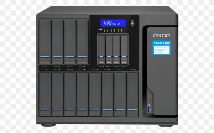 QNAP High-capacity 16-bay Xeon D Super NAS With Exceptional Performance TS-1685-D QNAP Systems, Inc. Network Storage Systems QNAP TS-1635, PNG, 1280x800px, Qnap Systems Inc, Central Processing Unit, Disk Array, Electronic Device, Hard Drives Download Free