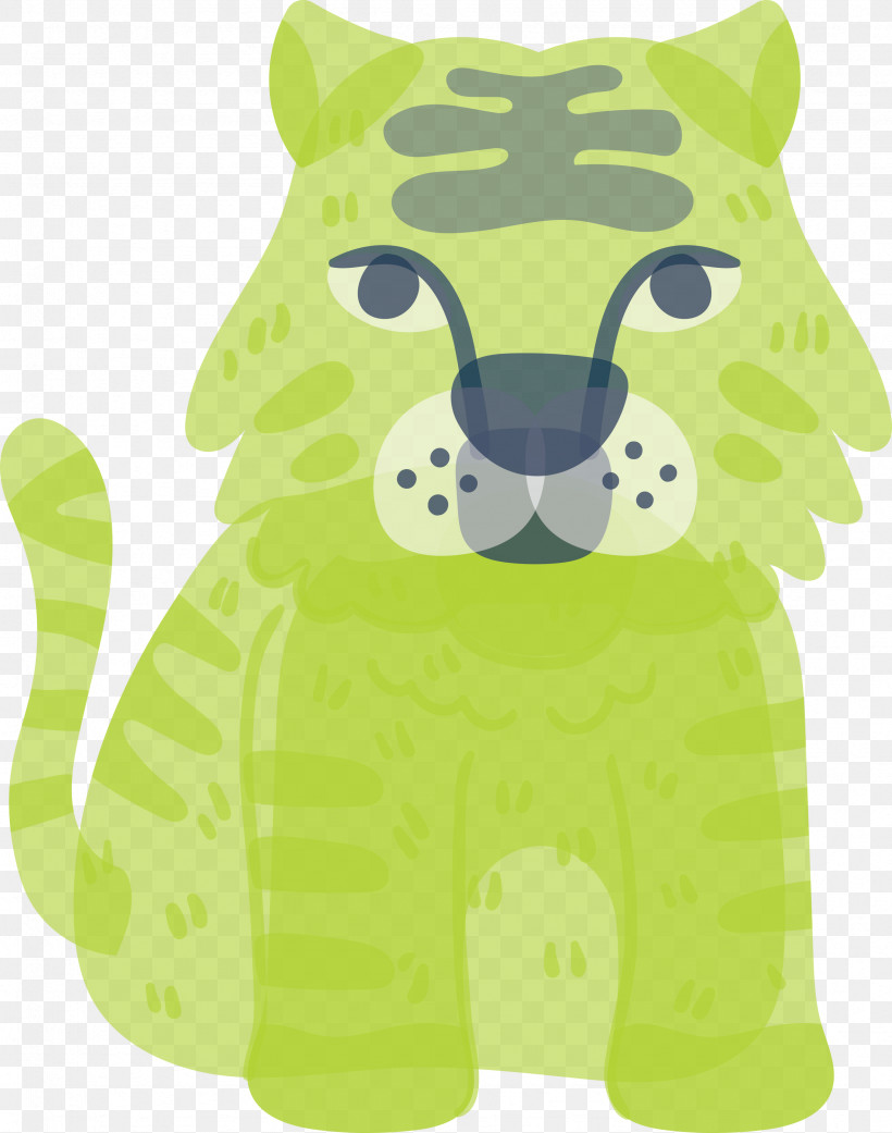 Tiger, PNG, 2361x3000px, Tiger, Animal Figure, Cartoon, Green, Snout Download Free