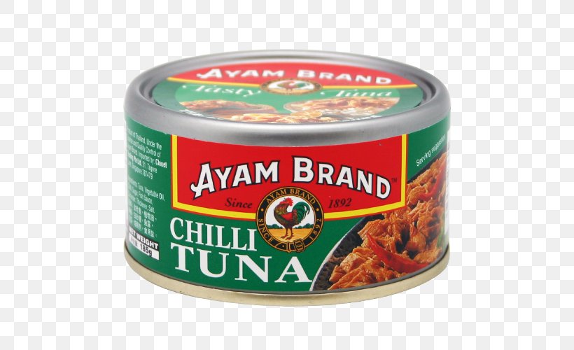 Ayam Brand Tuna Sauce Flavor Chili Pepper, PNG, 500x500px, Ayam Brand, Chicken As Food, Chili Pepper, Condiment, Convenience Food Download Free