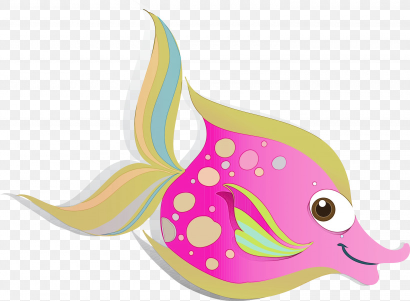 Pink Cartoon Fish Fish, PNG, 3000x2204px, Watercolor, Cartoon, Fish, Paint, Pink Download Free