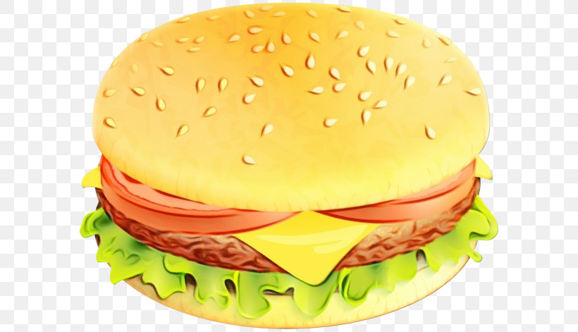 Hamburger, PNG, 600x471px, Watercolor, Breakfast, Breakfast Sandwich, Cheddar Cheese, Cheese Download Free