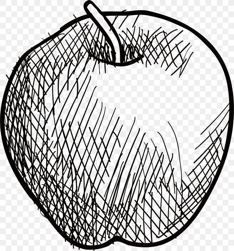 Drawing Apple, PNG, 1584x1698px, Drawing, Apple, Area, Black And White, Designer Download Free