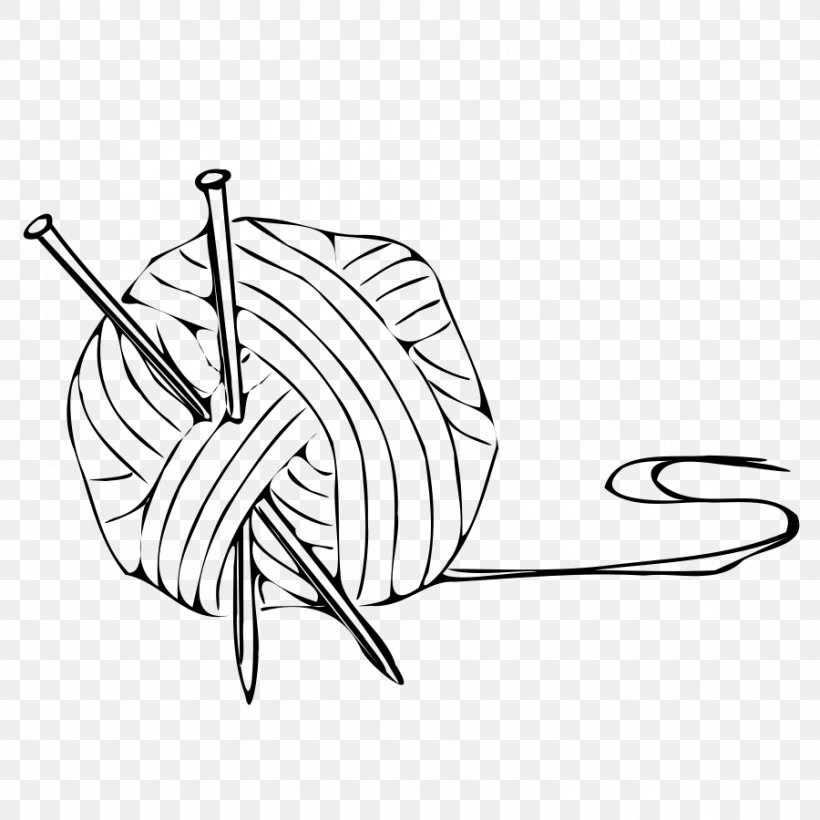 Yarn Wool Knitting Clip Art, PNG, 900x900px, Yarn, Area, Art, Artwork, Black Download Free