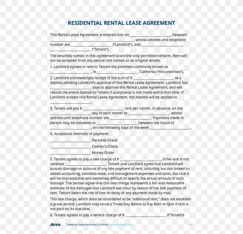Document Rental Agreement Contract Lease Application For Employment, PNG, 612x792px, Document, Advance Payment, Application For Employment, Area, Contract Download Free