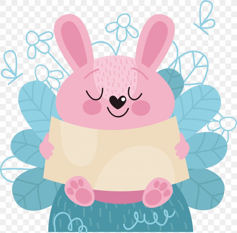 Pink Cute Rabbit Title Box, PNG, 3065x3017px, Easter Bunny, Clip Art, Computer Graphics, Direct Download Link, Easter Download Free