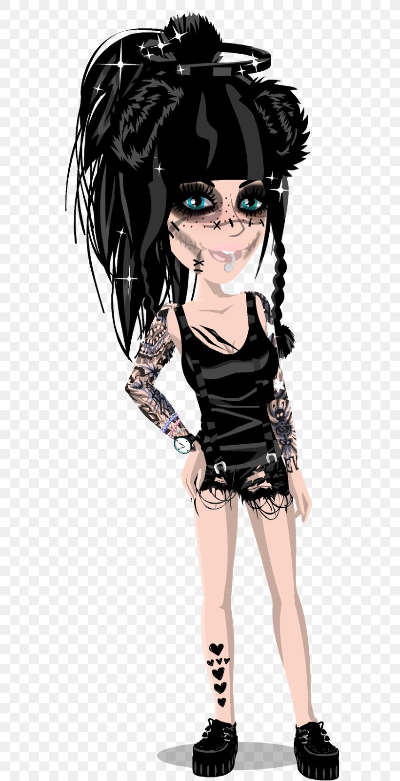 MovieStarPlanet Black Hair Hairstyle Emo, PNG, 570x1600px, Watercolor,  Cartoon, Flower, Frame, Heart Download Free