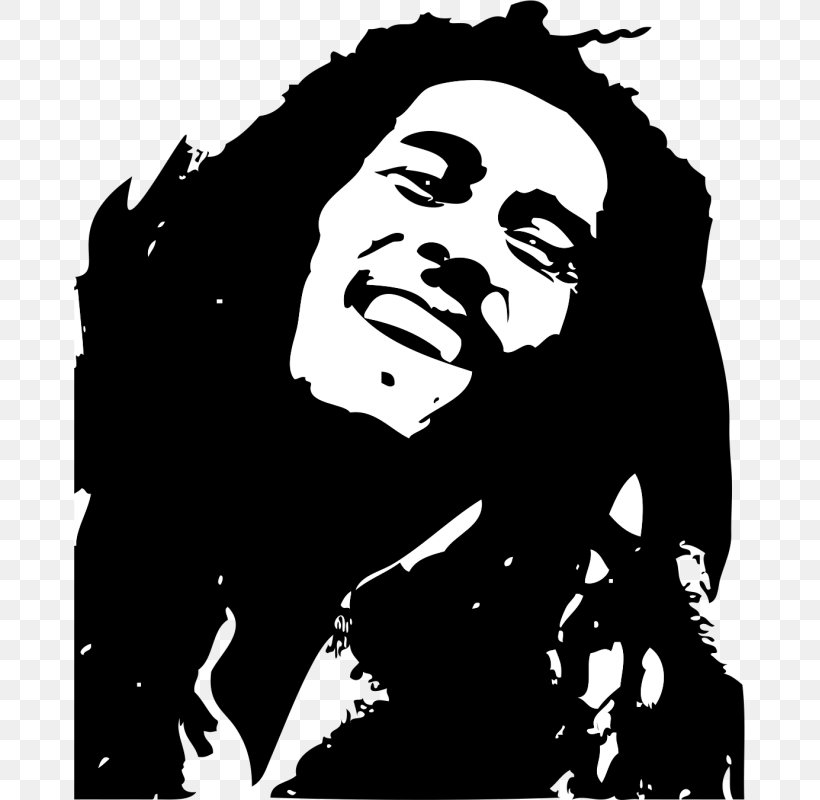 Clip Art Black And White Image Stencil Reggae, PNG, 800x800px, Black And White, Art, Black, Bob Marley, Decal Download Free