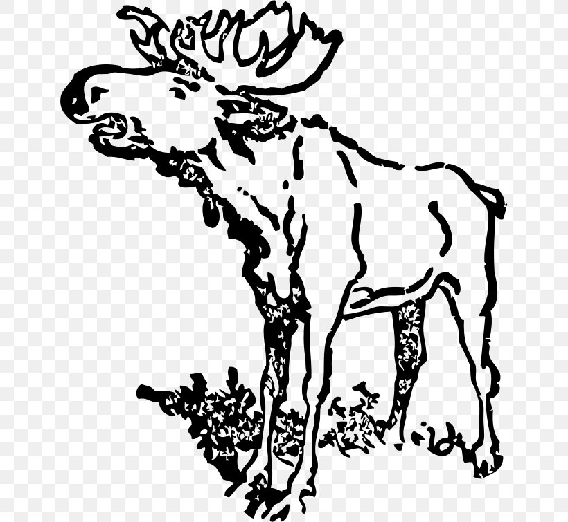 Moose Clip Art, PNG, 646x755px, Moose, Animal Figure, Antler, Art, Black And White Download Free