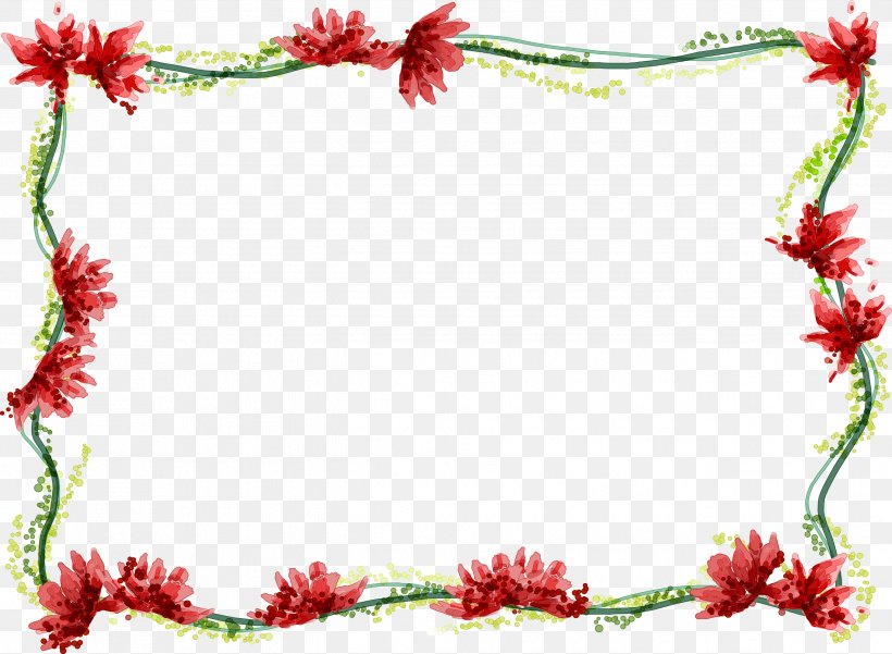 Border Flowers Watercolor Painting Drawing, PNG, 2633x1932px, Flower, Blossom, Blume, Border Flowers, Branch Download Free