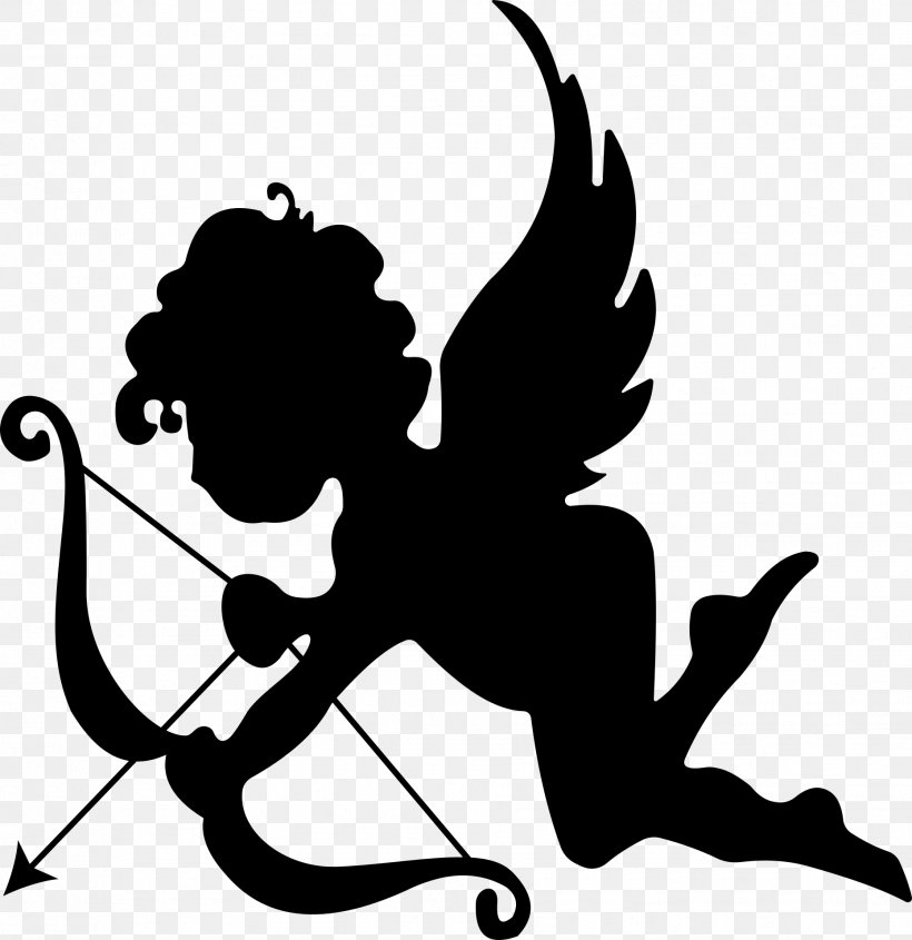 Cupid Silhouette Cartoon Clip Art, PNG, 1861x1920px, Cupid, Art, Black And White, Cartoon, Drawing Download Free