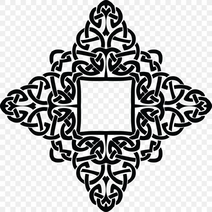 Celtic Knot Black And White Clip Art, PNG, 4000x4000px, Celtic Knot, Art, Black And White, Celts, Diamond Download Free