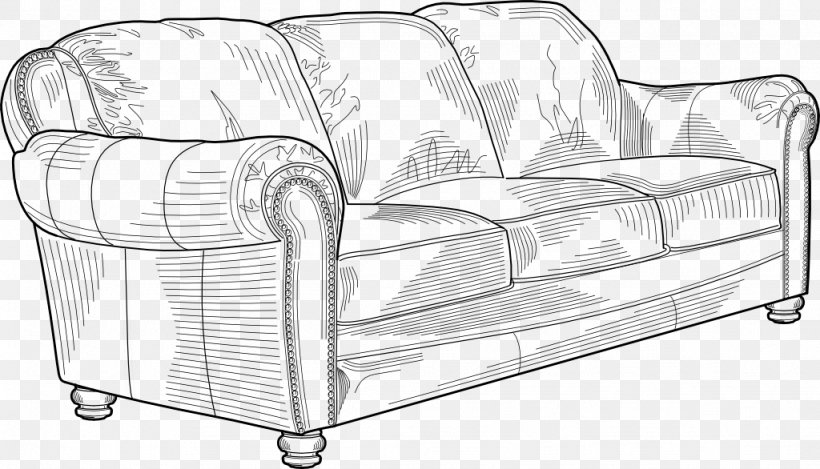 Couch Clip Art, PNG, 1024x586px, Couch, Black And White, Chair, Furniture, Line Art Download Free