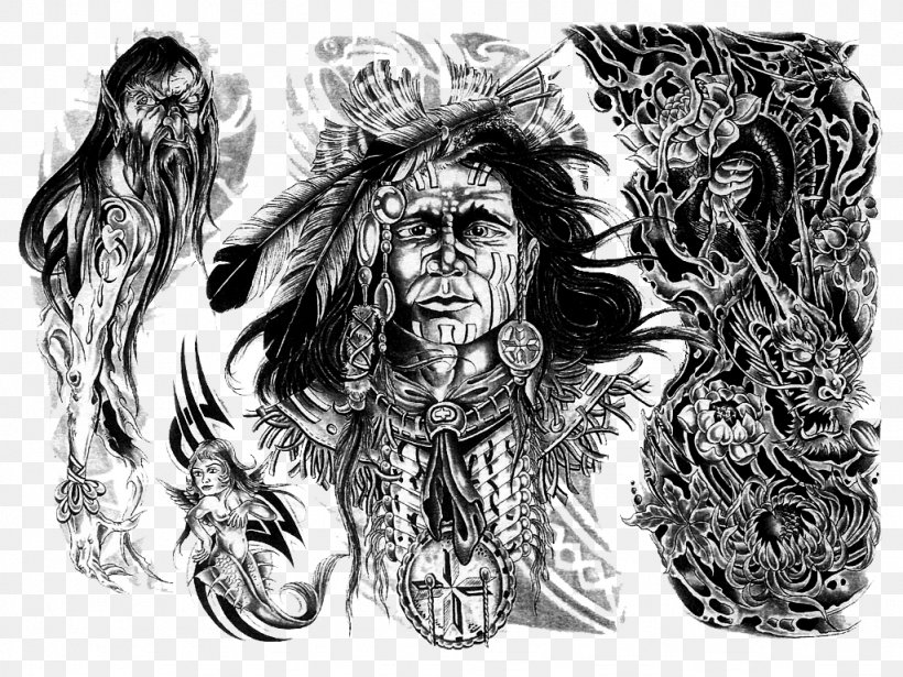 Sleeve Tattoo Native Americans In The United States Idea, PNG, 1024x768px, Tattoo, Art, Beauty, Black And White, Black Indians In The United States Download Free