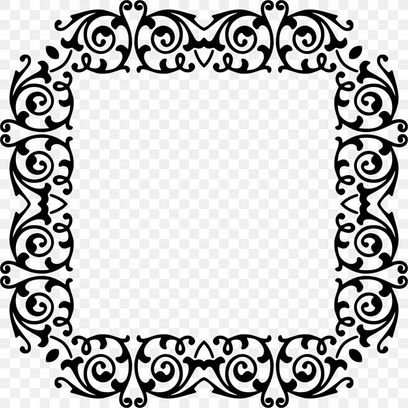 Black And White Picture Frames Clip Art, PNG, 2308x2308px, Black And White, Area, Black, Border, Drawing Download Free