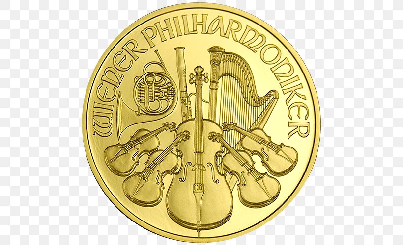 Austrian Silver Vienna Philharmonic Bullion Coin Gold, PNG, 500x500px, Austrian Silver Vienna Philharmonic, Austrian Mint, Brass, Bullion Coin, Bullionbypost Download Free