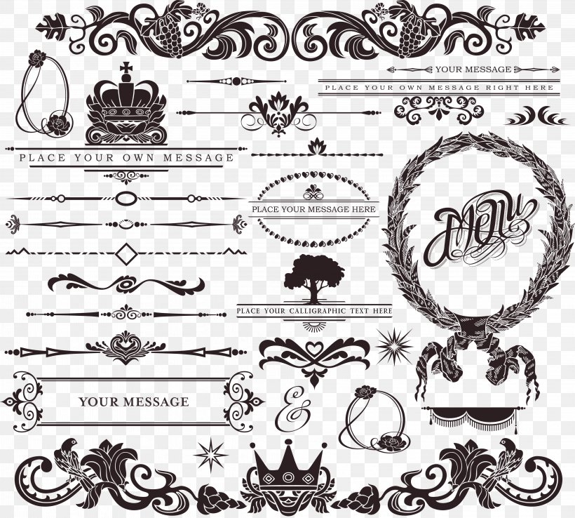 Ornament Vintage Visual Design Elements And Principles, PNG, 4037x3636px, Ornament, Area, Black And White, Brand, Calligraphy Download Free
