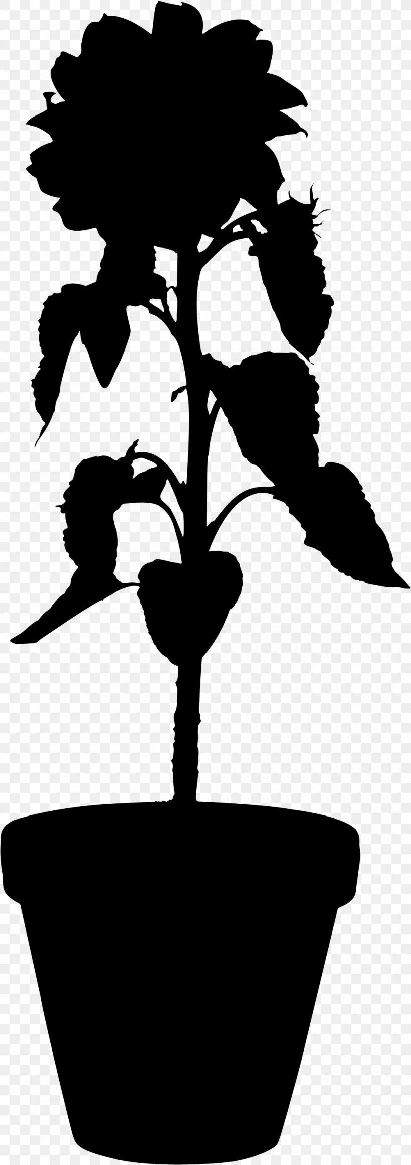 Flower Plant Stem Leaf Clip Art Silhouette, PNG, 1000x2830px, Flower, Blackandwhite, Botany, Branching, Flowering Plant Download Free
