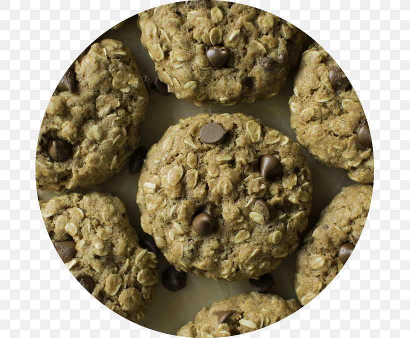 Oatmeal Raisin Cookies Chocolate Chip Cookie Vegetarian Cuisine Cookie Dough, PNG, 677x677px, Oatmeal Raisin Cookies, Baked Goods, Biscuit, Biscuits, Chocolate Chip Download Free