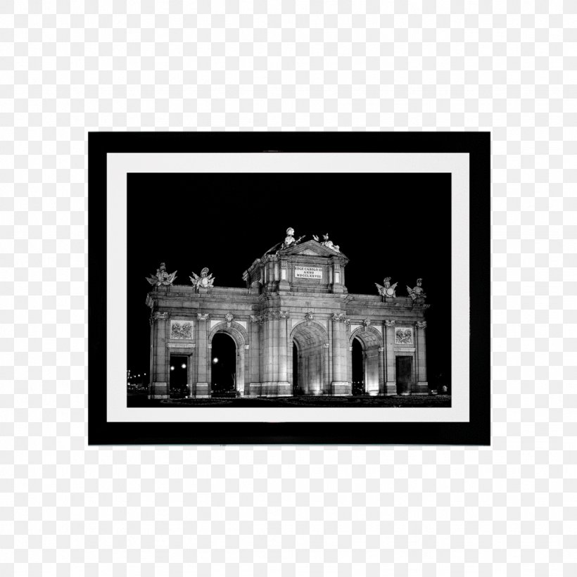 Puerta De Alcalá Calle De Alcalá Picture Frames Rectangle Christmas, PNG, 1024x1024px, Picture Frames, Arch, Architecture, Black And White, Brand Download Free