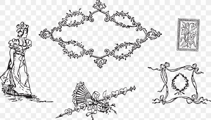 Borders And Frames Victorian Era Clip Art, PNG, 5194x2961px, Borders And Frames, Area, Art, Black And White, Body Jewelry Download Free