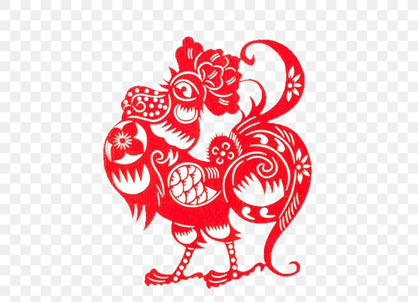 Chinese Zodiac Rooster Papercutting Chinese New Year Chinese Paper Cutting, PNG, 571x592px, Watercolor, Cartoon, Flower, Frame, Heart Download Free