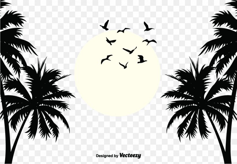 Euclidean Vector Adobo Latin Kitchen Arecaceae Sunset, PNG, 1097x759px, Arecaceae, Arecales, Black And White, Branch, Coconut Download Free