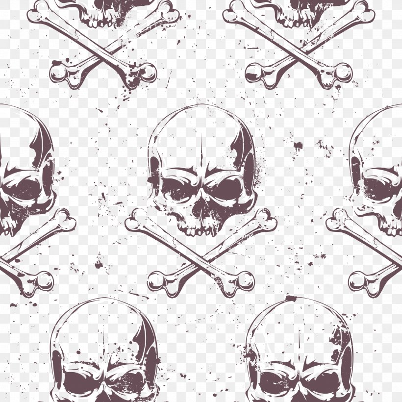 Euclidean Vector Piracy Skull Illustration, PNG, 2500x2500px, Piracy, Art, Black And White, Bone, Drawing Download Free