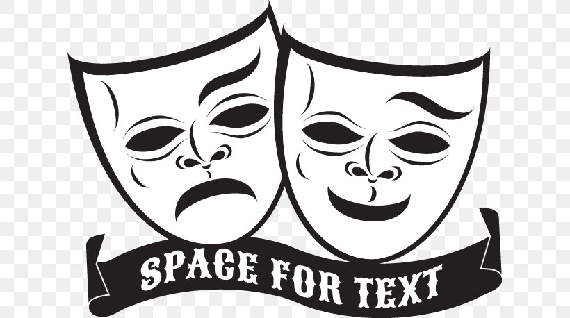 Mask Theatre Euclidean Vector Tragedy, PNG, 625x458px, Mask, Black And White, Brand, Clothing, Comedy Download Free