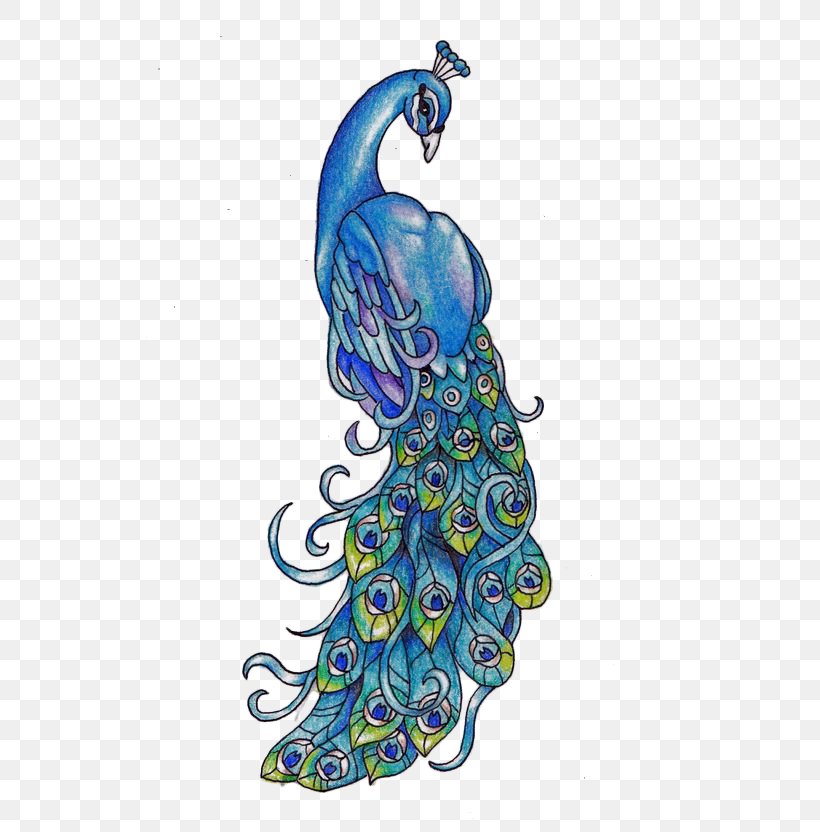 Elegant Hand-painted Peacock, PNG, 564x832px, Drawing, Art, Art Museum, Color, Costume Design Download Free