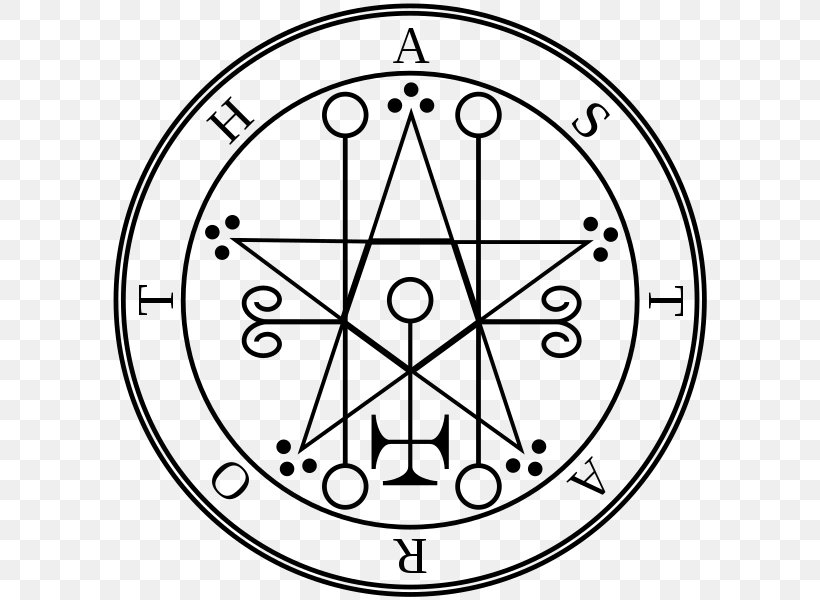 Lesser Key Of Solomon Astaroth Sigil Seal Of Solomon, PNG, 600x600px, Lesser Key Of Solomon, Area, Astaroth, Black And White, Clock Download Free