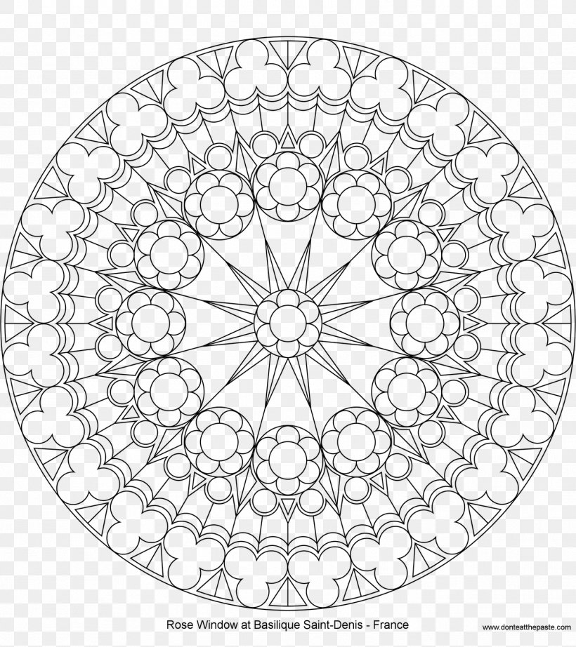 Rose Window Stained Glass Coloring Book, PNG, 1422x1600px, Window, Area, Black And White, Color, Coloring Book Download Free