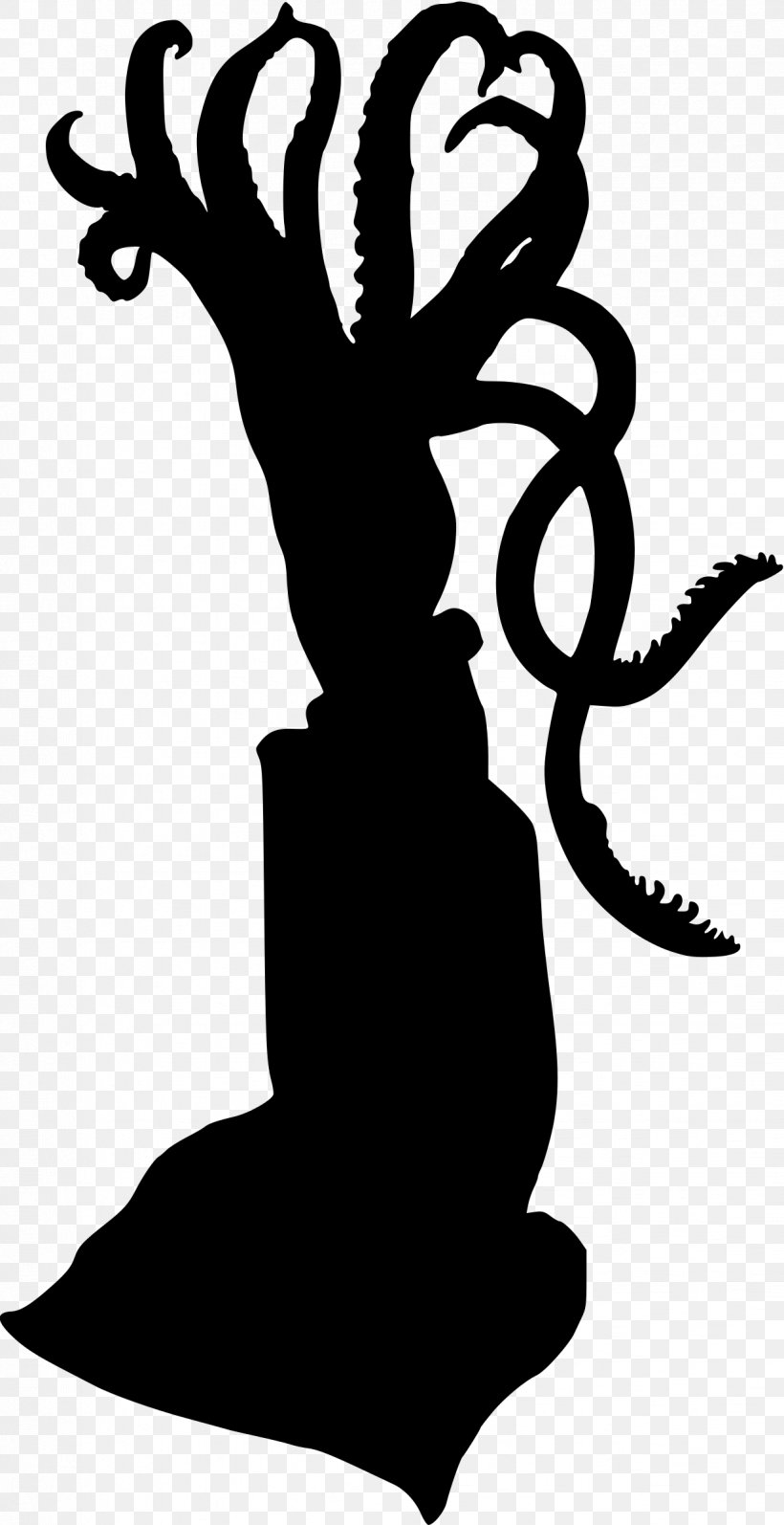 Giant Squid Silhouette Clip Art, PNG, 1234x2400px, Squid, Art, Artwork, Black And White, Drawing Download Free