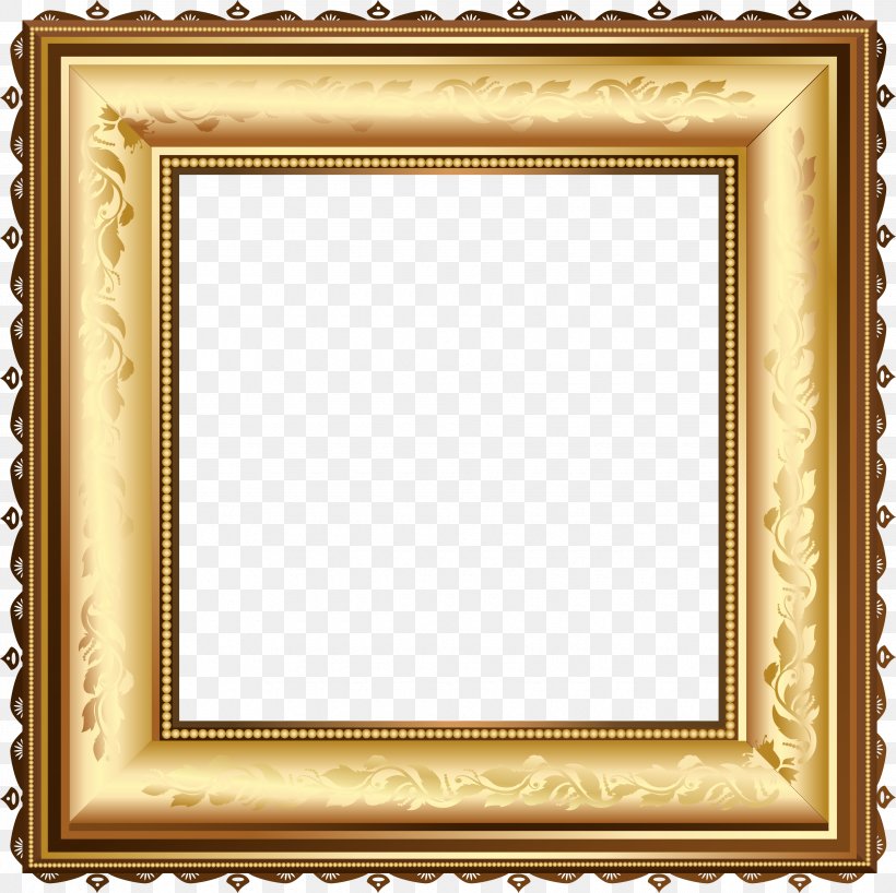 Picture Frames Mirror, PNG, 3460x3454px, Picture Frames, Decor, Decorative Arts, Gold, Gold Leaf Download Free