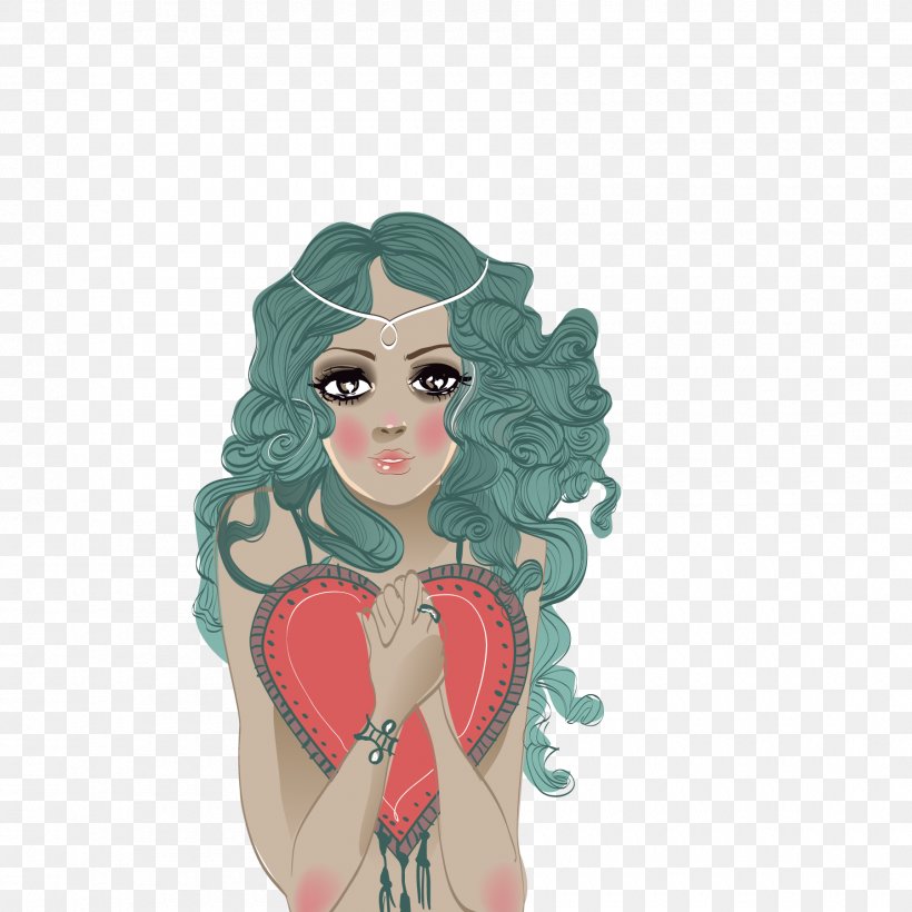 Heart-shaped Curly Hair, PNG, 1800x1800px, Watercolor, Cartoon, Flower, Frame, Heart Download Free