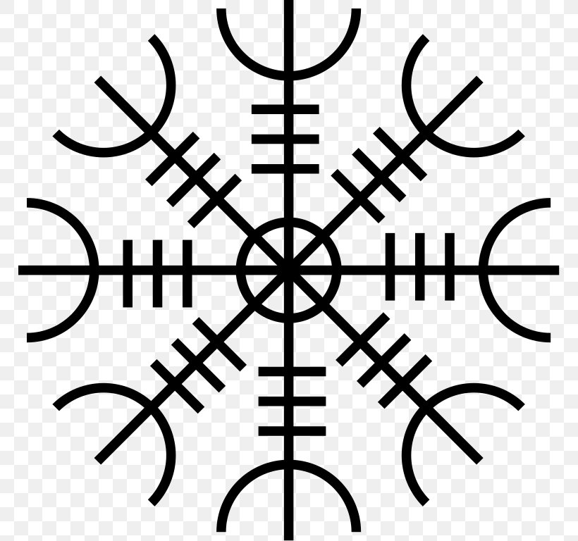 Helm Of Awe Icelandic Magical Staves Aegishjalmur Symbol Runes, PNG, 768x768px, Helm Of Awe, Aegishjalmur, Amulet, Black And White, Icelandic Download Free