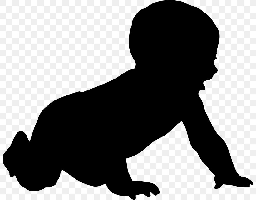 Silhouette Infant Child Clip Art, PNG, 800x639px, Silhouette, Black, Black And White, Carnivoran, Child Download Free