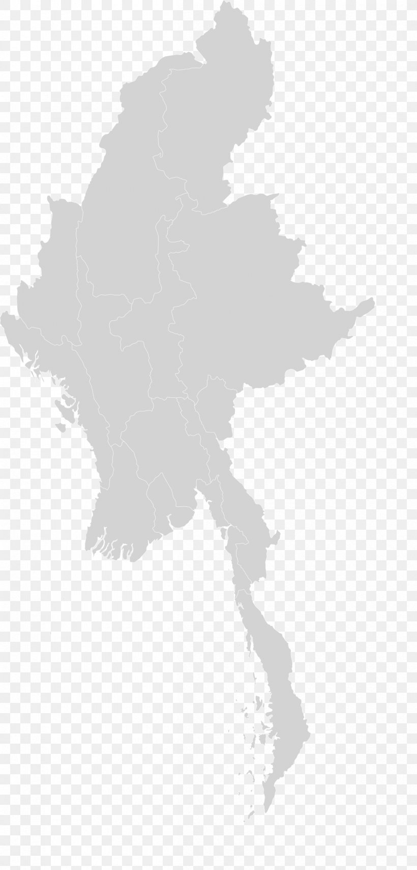 Burma Vector Map Royalty-free, PNG, 1200x2500px, Burma, Black And White, Blank Map, Flag Of Myanmar, Map Download Free