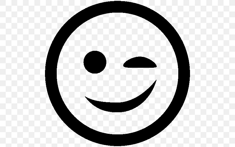 Emoticon Smiley Wink, PNG, 512x512px, Emoticon, Area, Black And White, Emotion, Face Download Free