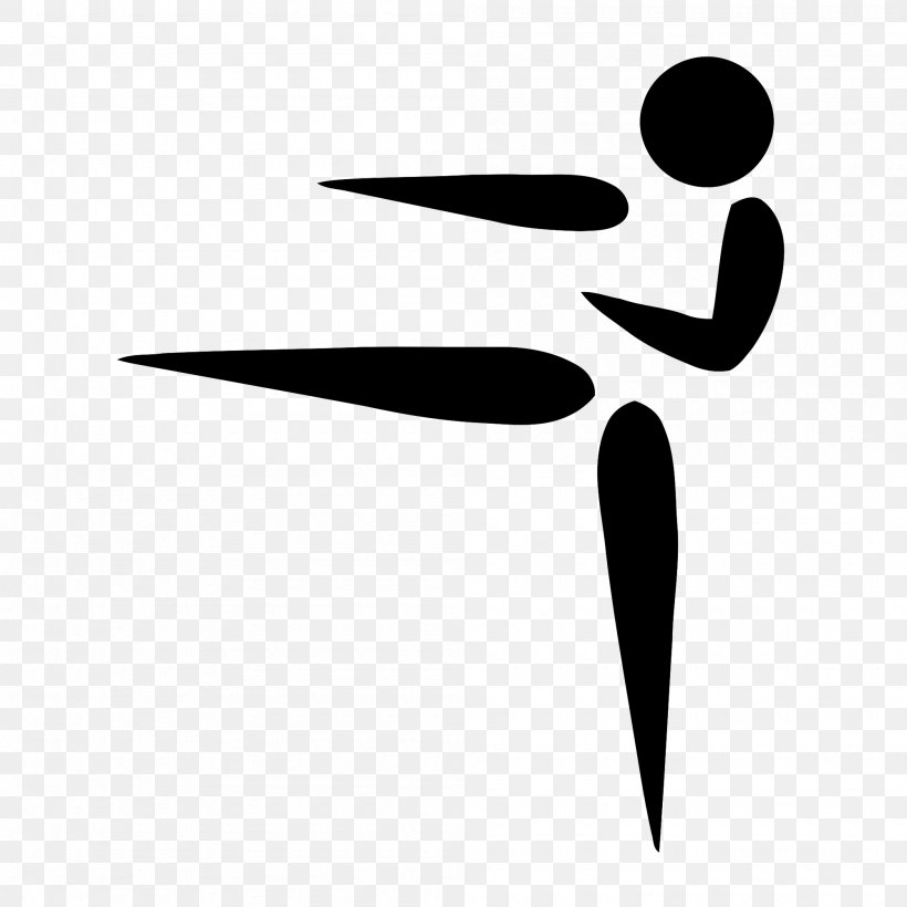 Summer Olympic Games Karate Martial Arts Taekwondo, PNG, 2000x2000px, Olympic Games, Black, Black And White, Karate, Kick Download Free