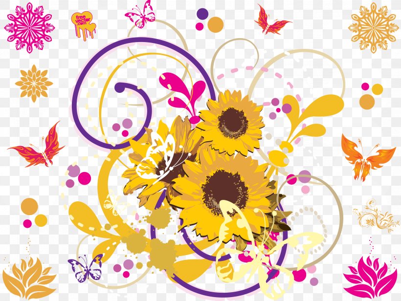 Common Sunflower Visual Arts Floral Design Illustration, PNG, 3327x2500px, Common Sunflower, Abstract Art, Art, Chrysanths, Cut Flowers Download Free