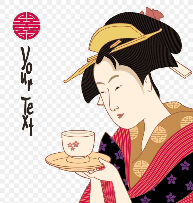 Japanese Art Geisha Woodblock Printing In Japan, PNG, 919x968px, Watercolor, Cartoon, Flower, Frame, Heart Download Free