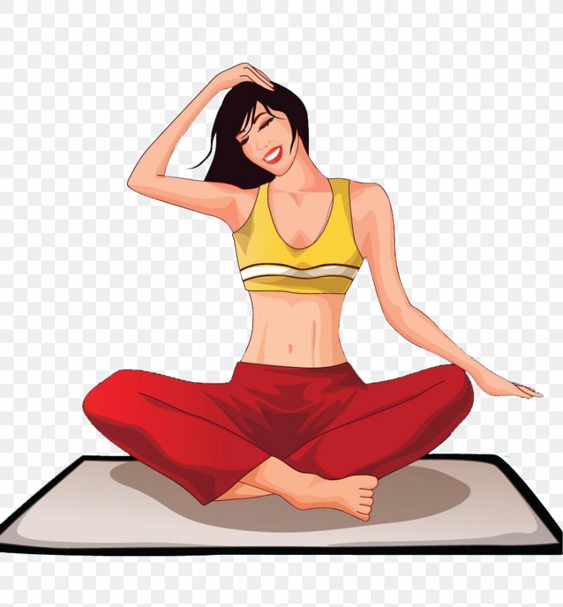 Yoga Cartoon Download Warming Up, PNG, 895x966px, Watercolor, Cartoon, Flower, Frame, Heart Download Free