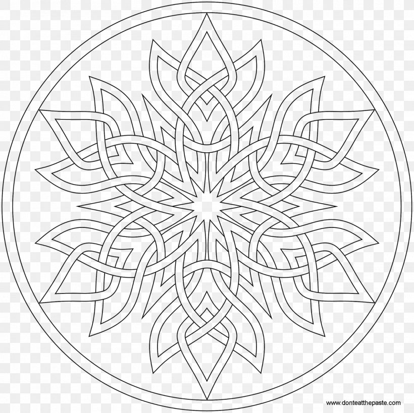 Snowflake Coloring Book Mandala Adult, PNG, 1600x1600px, Snowflake, Adult, Area, Black And White, Book Download Free