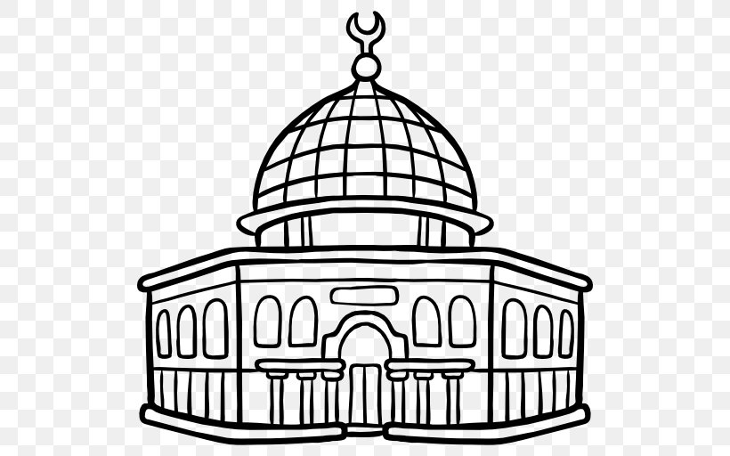 Dome Of The Rock Temple Mount Dome Of The Chain Clip Art, PNG, 512x512px, Dome Of The Rock, Black And White, Dome, Dome Of The Chain, Drawing Download Free