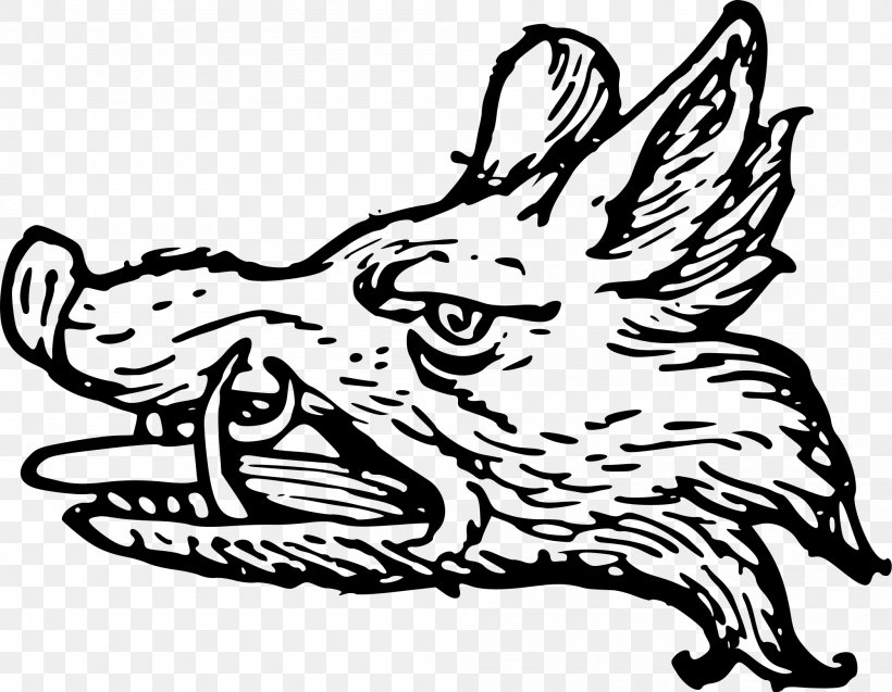 Wild Boar Heraldry Drawing Clip Art, PNG, 2000x1554px, Wild Boar, Art, Artwork, Beak, Black Download Free