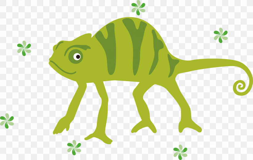 Chameleon, PNG, 3000x1903px, Chameleon, Animal Figurine, Cartoon, Frogs, Green Download Free