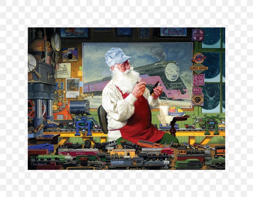 Jigsaw Puzzles Santa Claus Puzzle Hobby Cobble Hill, PNG, 640x640px, Jigsaw Puzzles, Art, Christmas, Cobble Hill, Hobby Download Free